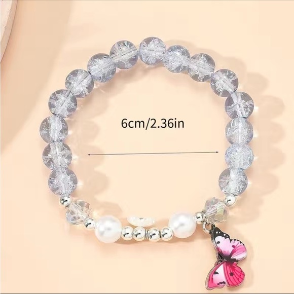 Pop Glass Blue/Green Butterfly Charm Bracelet - Picture 3 of 3